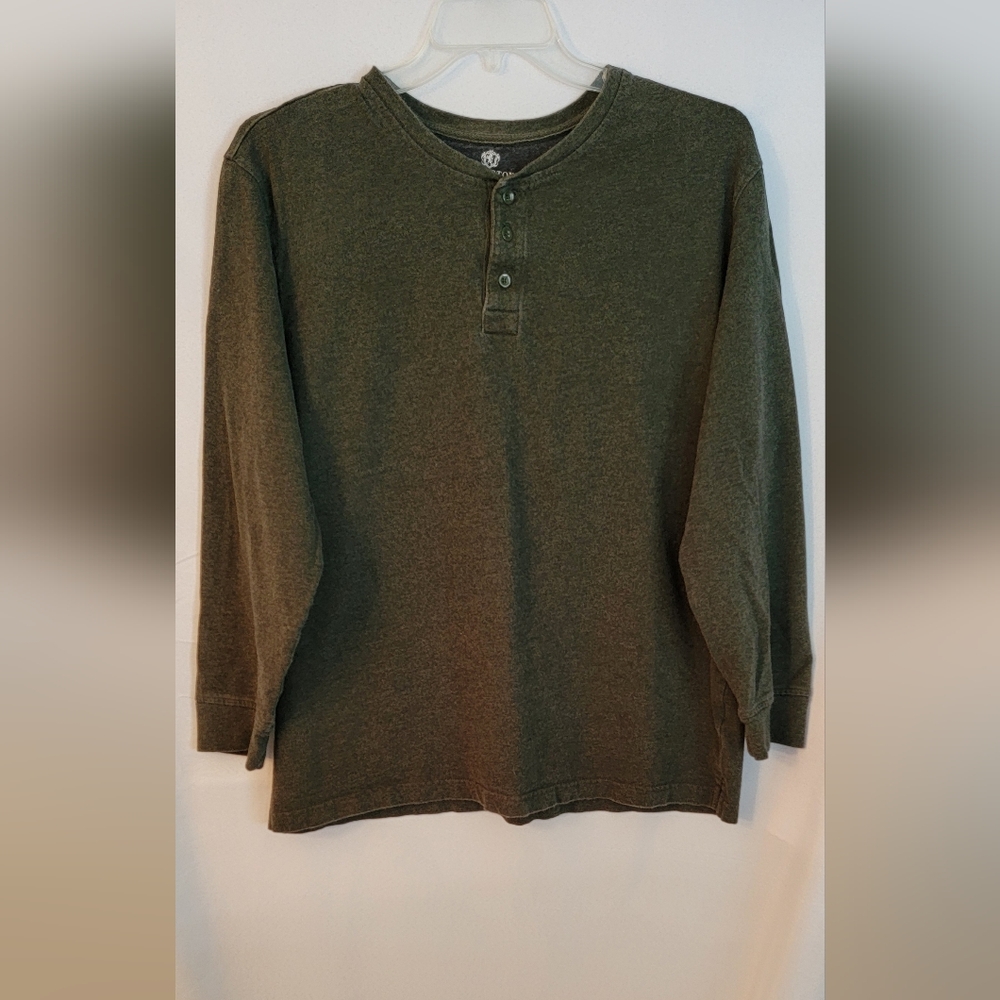 Mens Covington Long Sleeve 3 Button Down Shirt XL Green